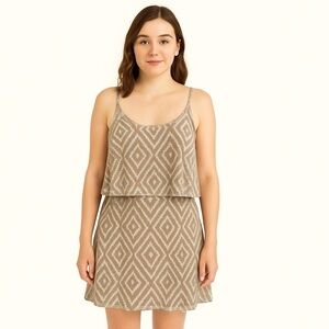 Women’s CHARMING CHARLIE Neutral Southwestern Print Layered Slip Dress Size M